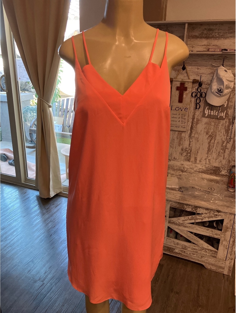 NWOT CeCe Women's Coral Pink Spaghetti Strap Slip Dress
